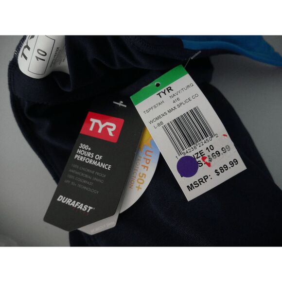 TYR Durafast Elite® Women's UPF50+ Chlorine Proof Swimsuit Blue Size 10 - Picture 7 of 7